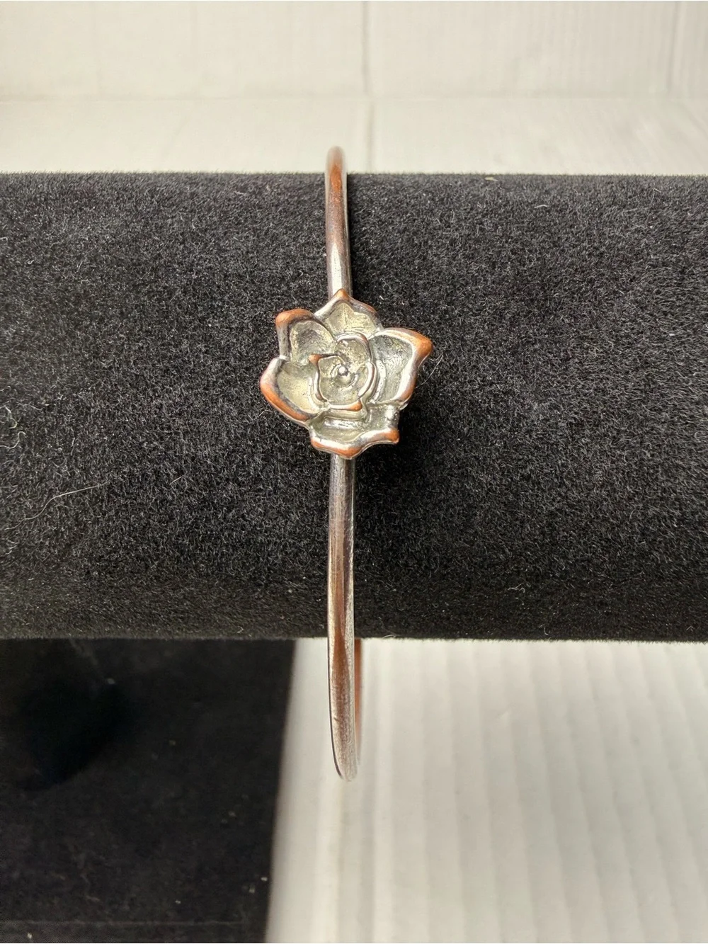 Vintage Flower Women Jewelry Bracelet Retro Rose Silver Tone Cuff Bangle